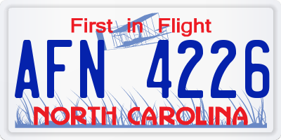 NC license plate AFN4226