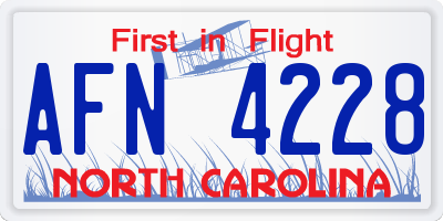 NC license plate AFN4228