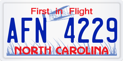NC license plate AFN4229