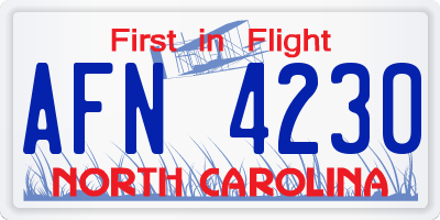 NC license plate AFN4230
