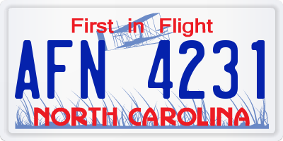 NC license plate AFN4231