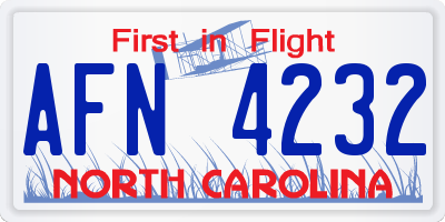 NC license plate AFN4232