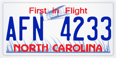 NC license plate AFN4233