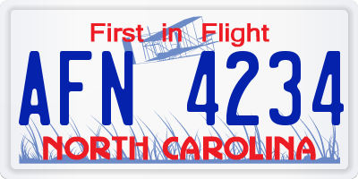 NC license plate AFN4234