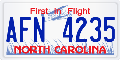 NC license plate AFN4235