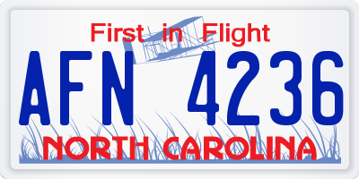 NC license plate AFN4236