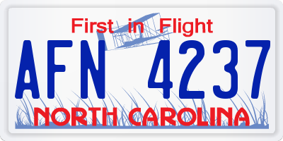 NC license plate AFN4237