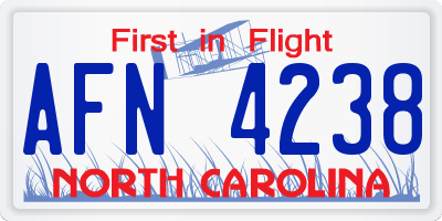 NC license plate AFN4238