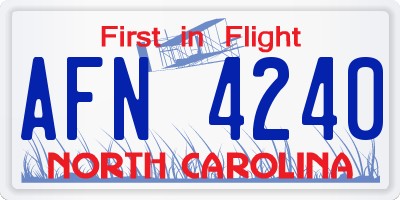 NC license plate AFN4240
