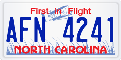 NC license plate AFN4241