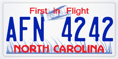 NC license plate AFN4242