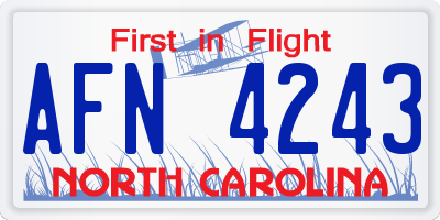 NC license plate AFN4243