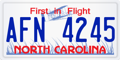 NC license plate AFN4245