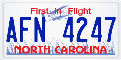 NC license plate AFN4247