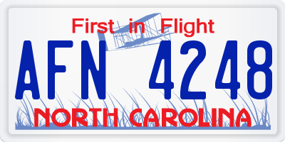 NC license plate AFN4248
