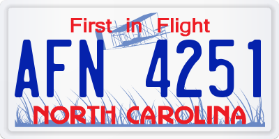 NC license plate AFN4251