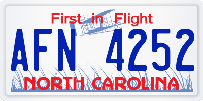 NC license plate AFN4252