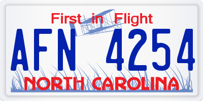 NC license plate AFN4254