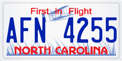 NC license plate AFN4255