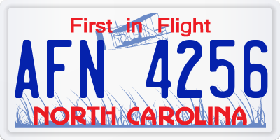 NC license plate AFN4256
