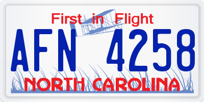 NC license plate AFN4258