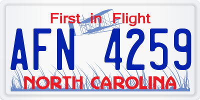 NC license plate AFN4259