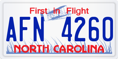 NC license plate AFN4260