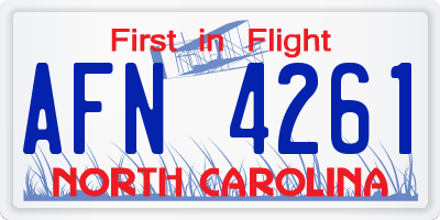 NC license plate AFN4261