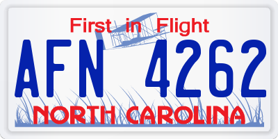 NC license plate AFN4262