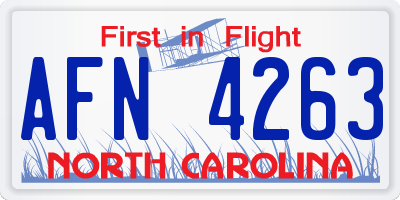 NC license plate AFN4263