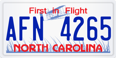 NC license plate AFN4265