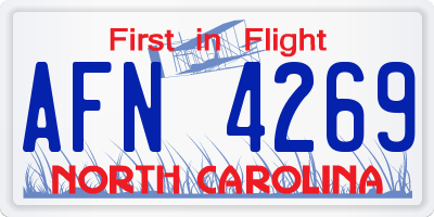 NC license plate AFN4269