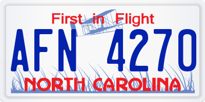NC license plate AFN4270