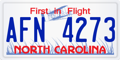 NC license plate AFN4273