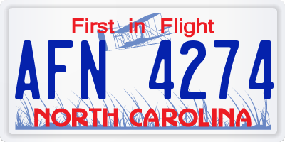 NC license plate AFN4274