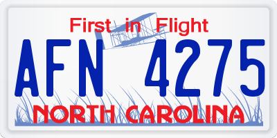 NC license plate AFN4275