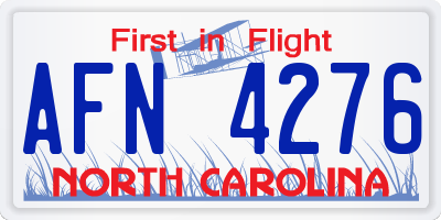 NC license plate AFN4276