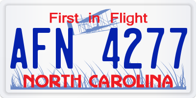 NC license plate AFN4277