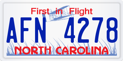 NC license plate AFN4278