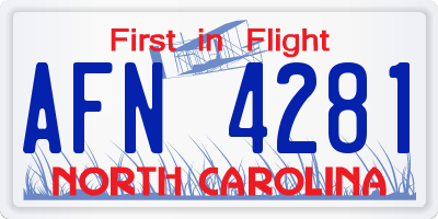 NC license plate AFN4281