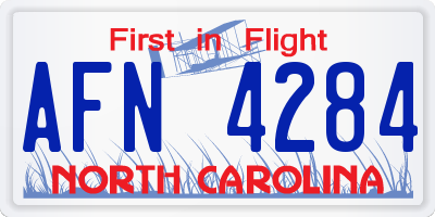 NC license plate AFN4284