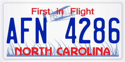 NC license plate AFN4286