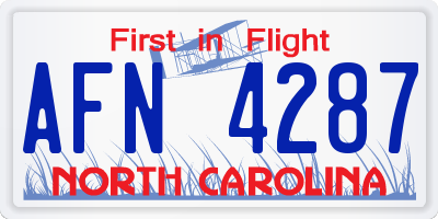 NC license plate AFN4287