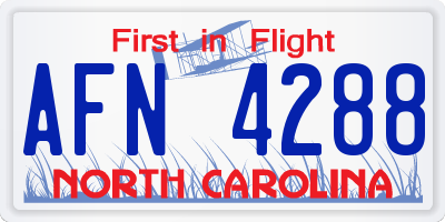NC license plate AFN4288