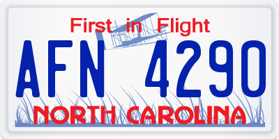 NC license plate AFN4290