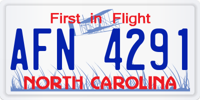 NC license plate AFN4291