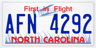 NC license plate AFN4292