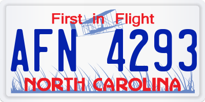 NC license plate AFN4293