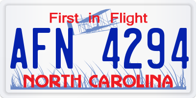 NC license plate AFN4294