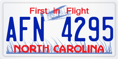 NC license plate AFN4295